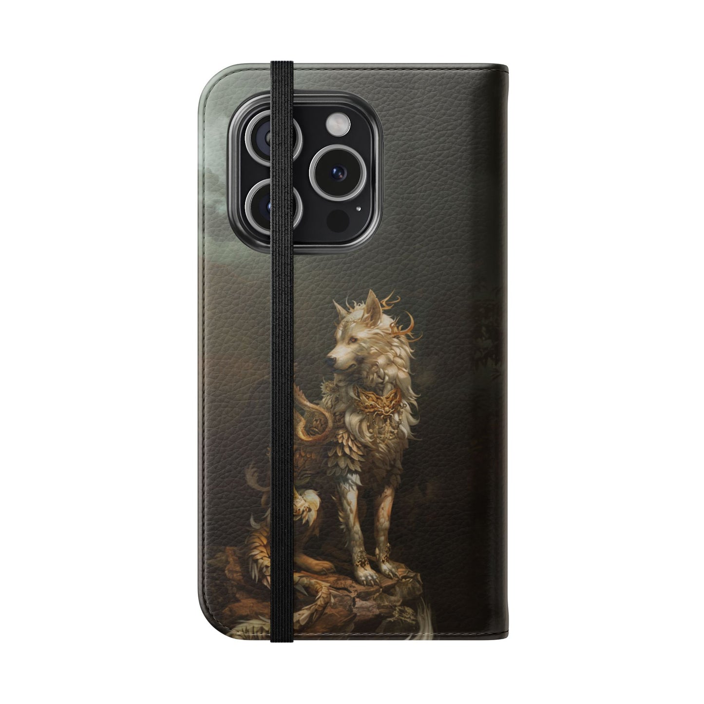 Antlered Wolf Guardian - Wallet Flip Case