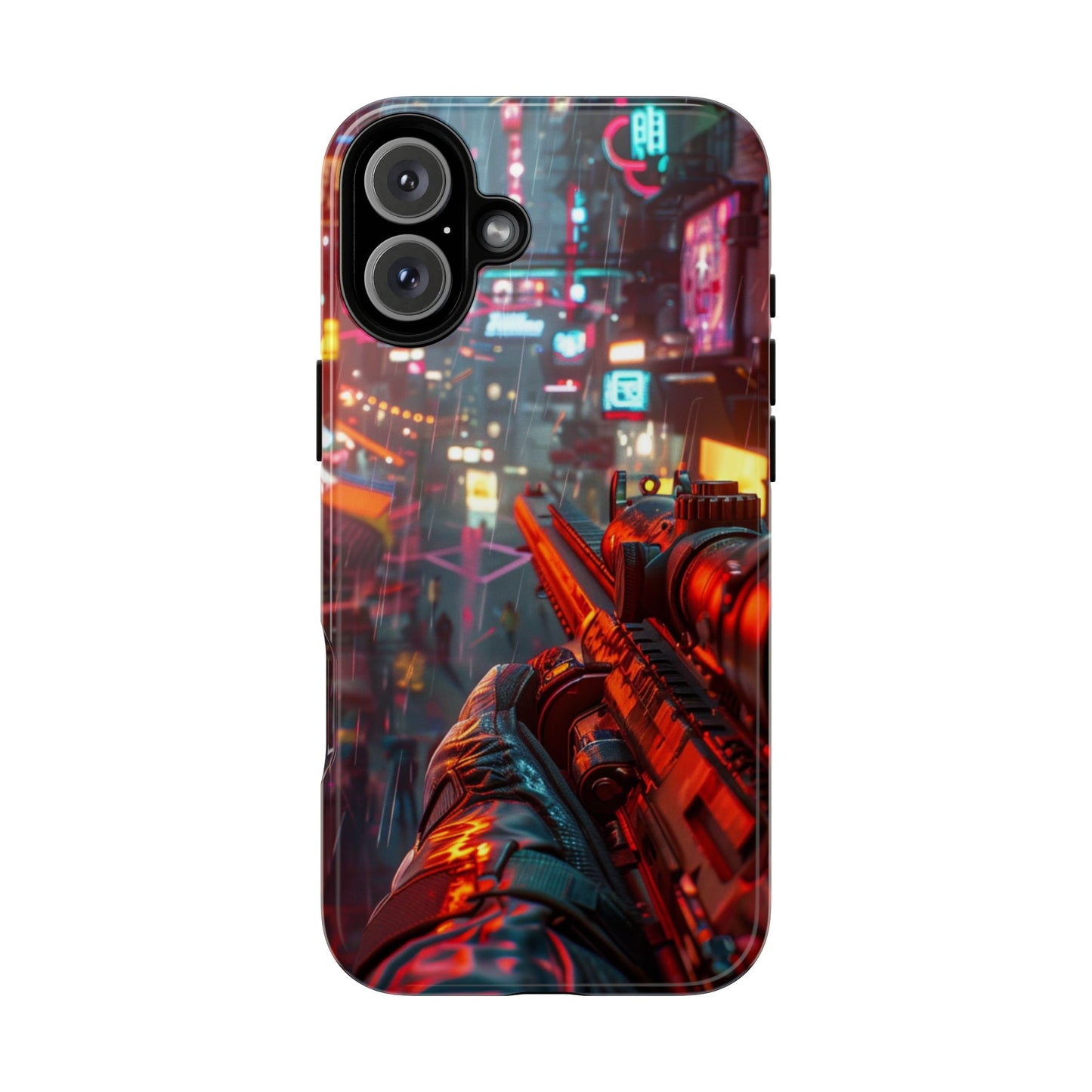 Neon Rain Sniper – Tough iPhone Case