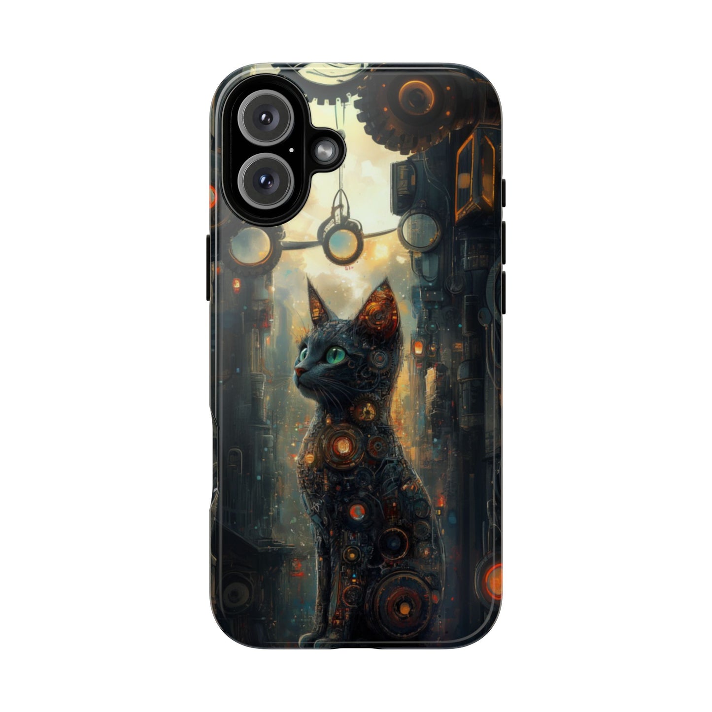 Cybernetic Steampunk Cat Phone Case – iPhone, Google Pixel, Samsung Galaxy