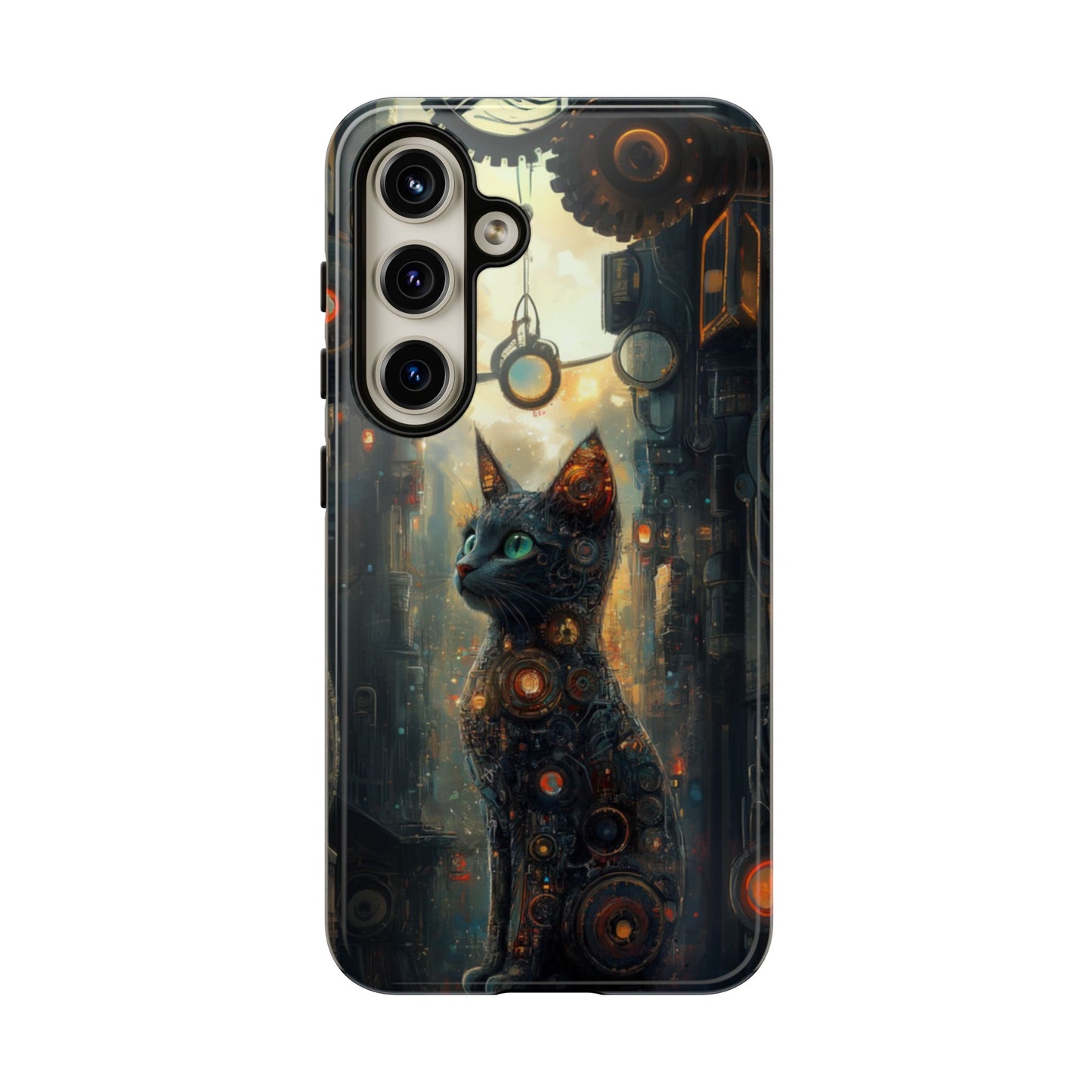 Cybernetic Steampunk Cat Phone Case – iPhone, Google Pixel, Samsung Galaxy