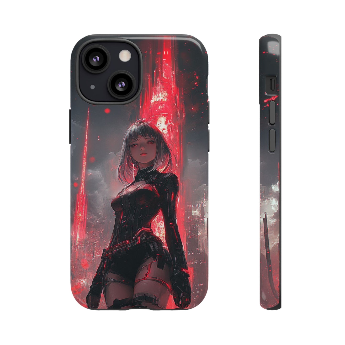 Crimson Cyber Sentinel – Tough iPhone Case