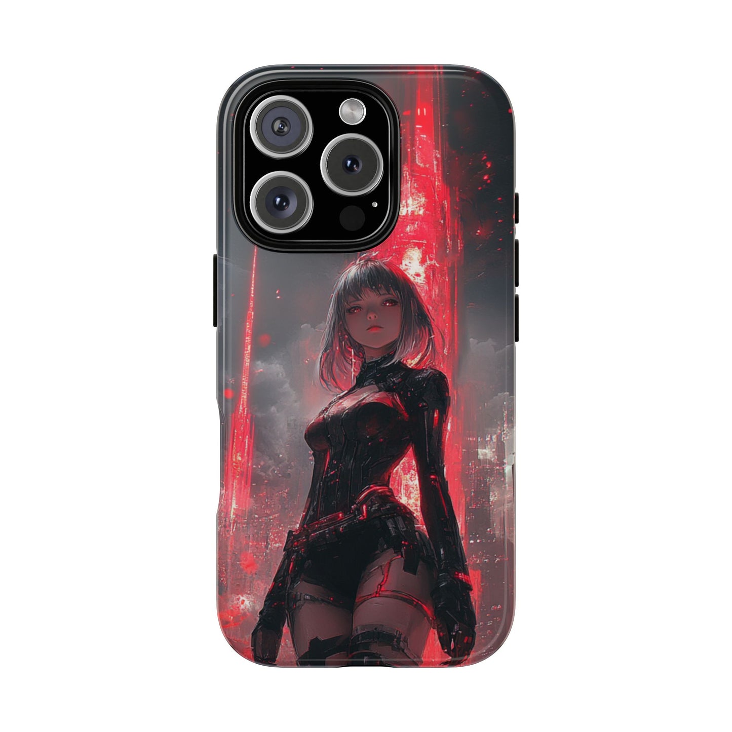 Crimson Cyber Sentinel – Tough iPhone Case