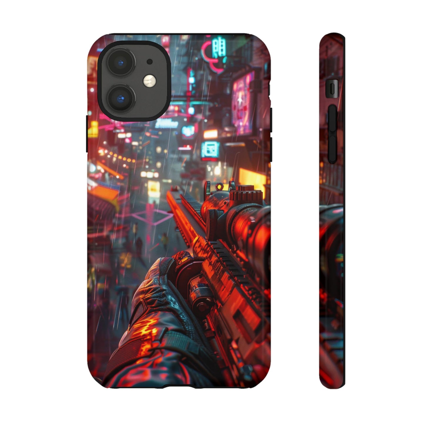 Neon Rain Sniper – Tough iPhone Case