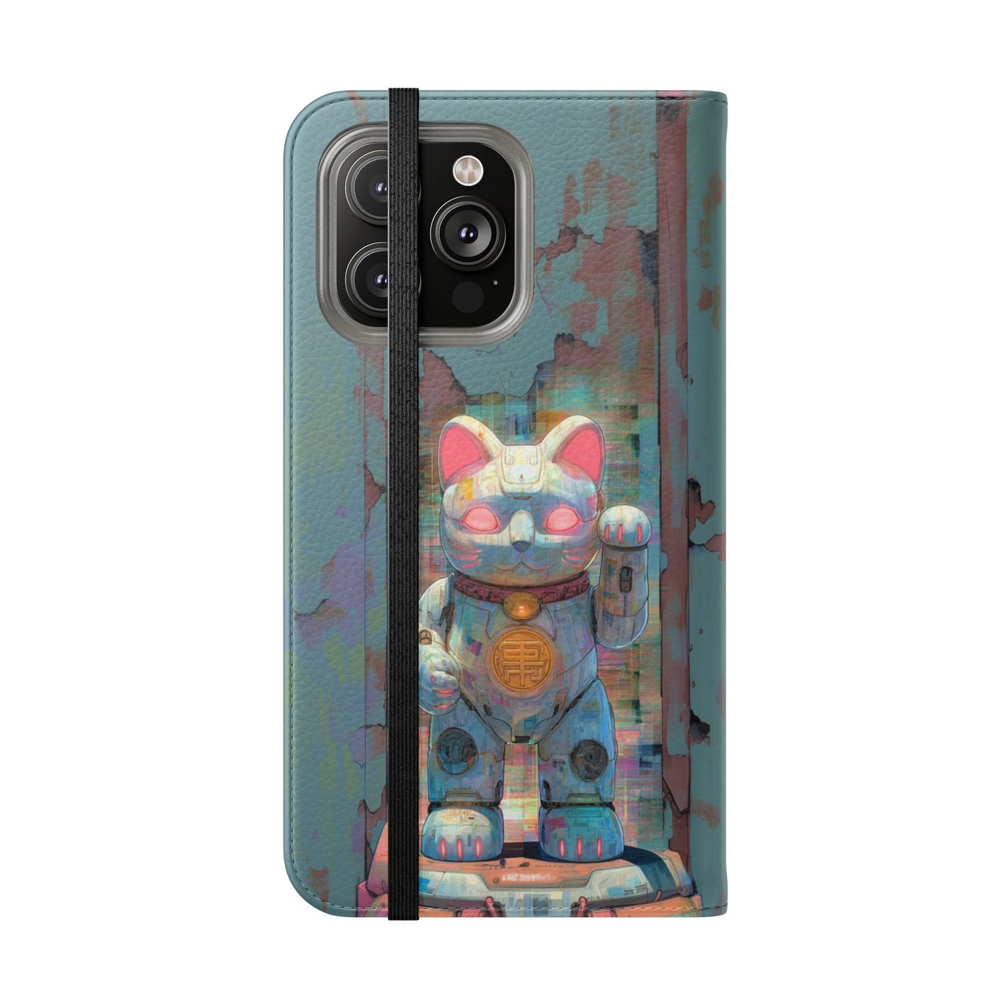 Cyber Lucky Cat - Wallet Flip Case