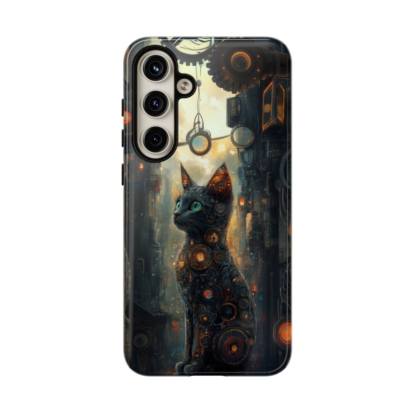 Cybernetic Steampunk Cat Phone Case – iPhone, Google Pixel, Samsung Galaxy
