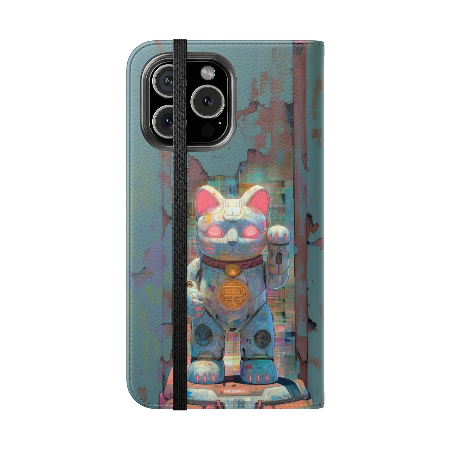 Cyber Lucky Cat - Wallet Flip Case