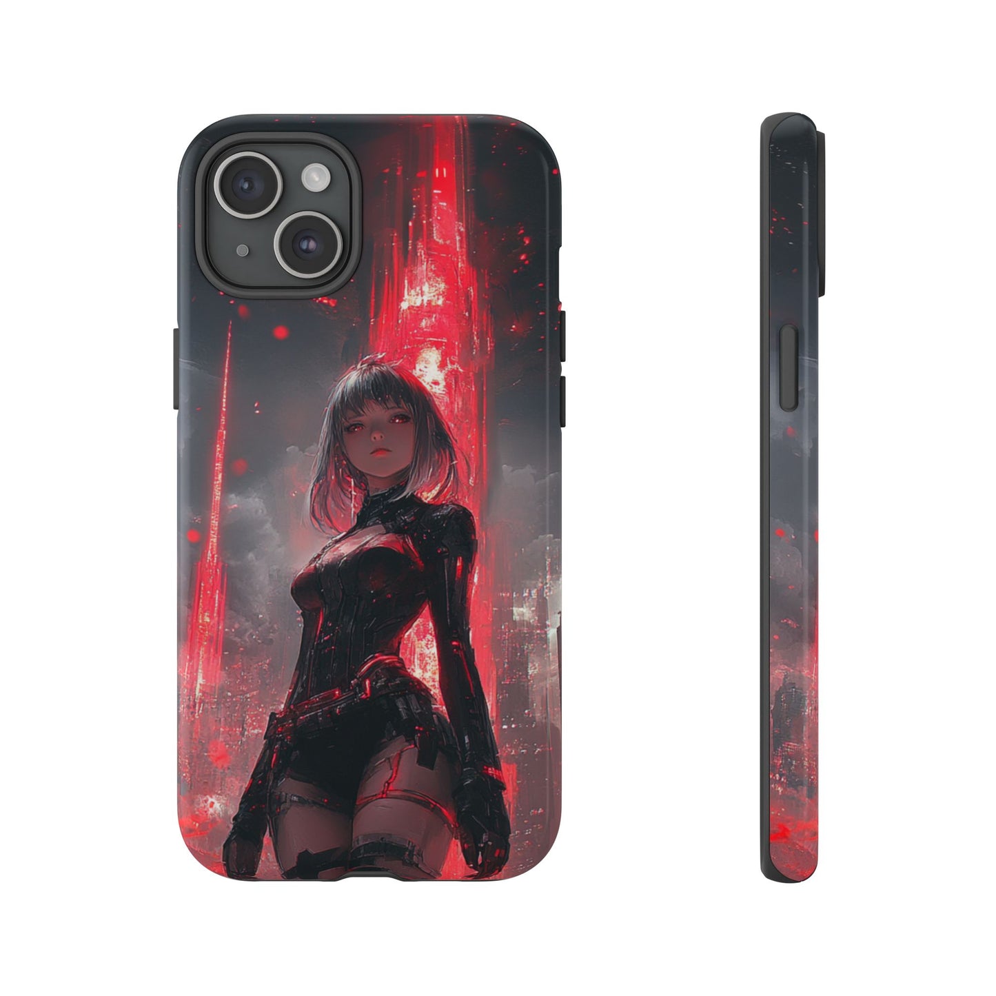 Crimson Cyber Sentinel – Tough iPhone Case