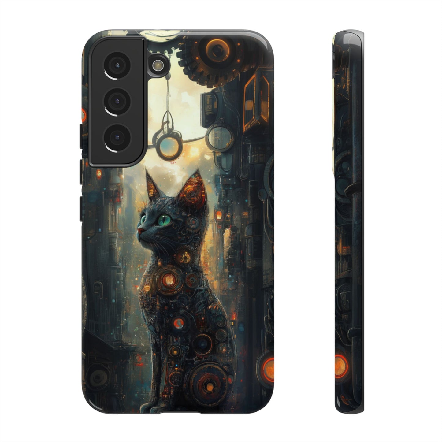 Cybernetic Steampunk Cat Phone Case – iPhone, Google Pixel, Samsung Galaxy