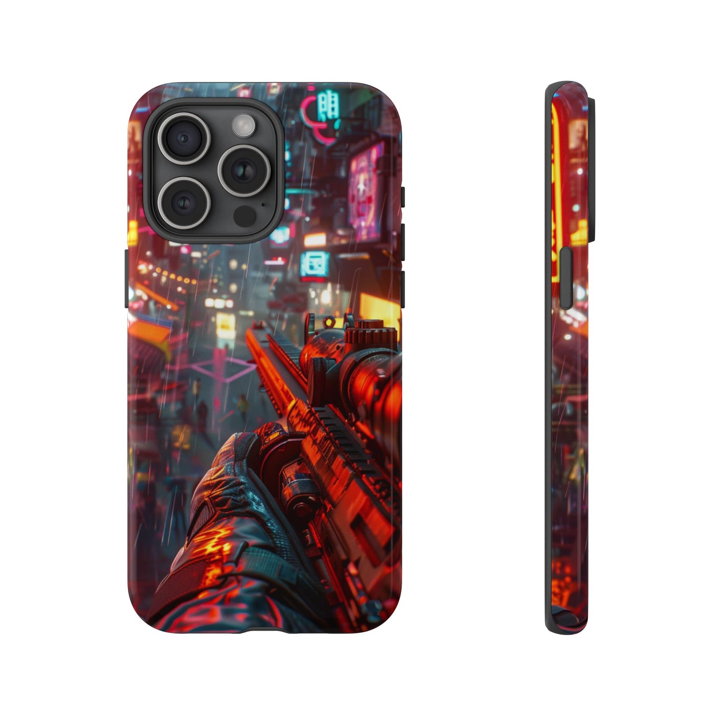Neon Rain Sniper – Tough iPhone Case