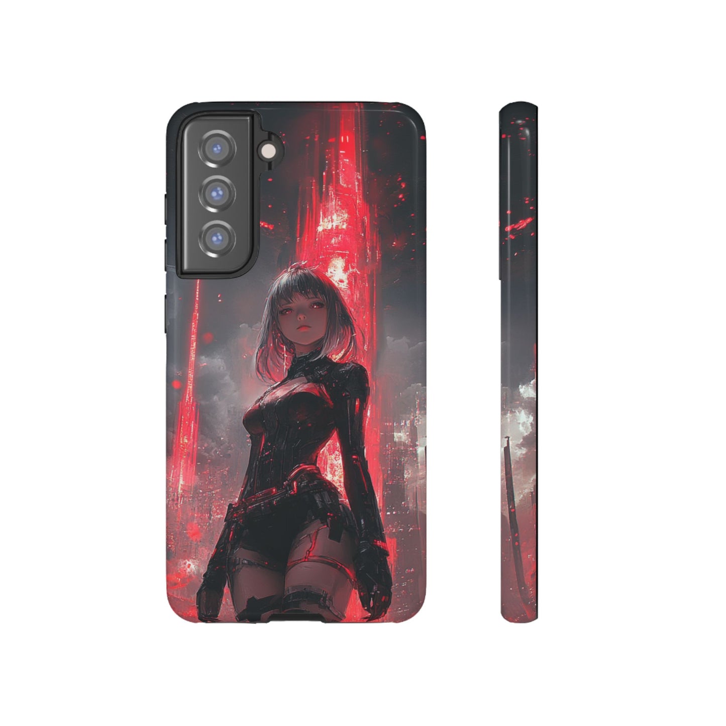 Crimson Cyber Sentinel – Tough Samsung Galaxy Case