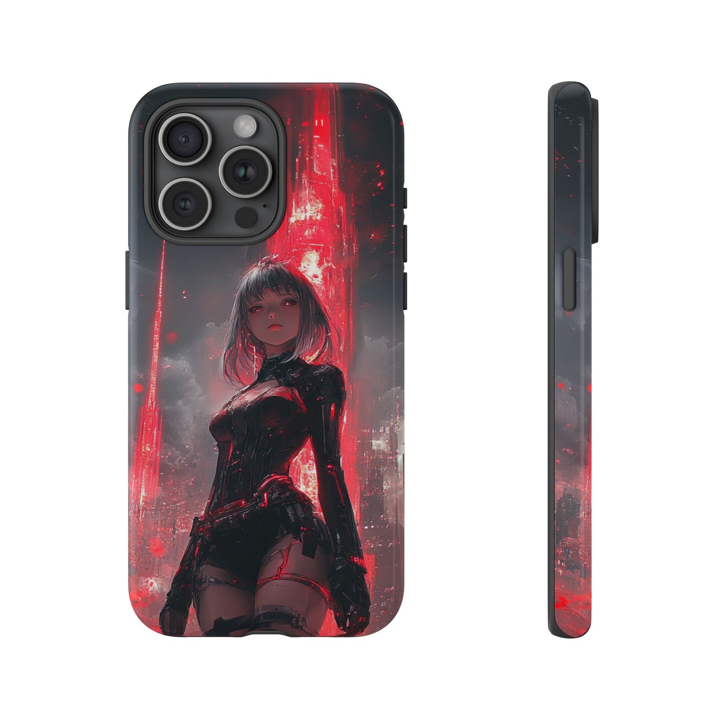 Crimson Cyber Sentinel – Tough iPhone Case
