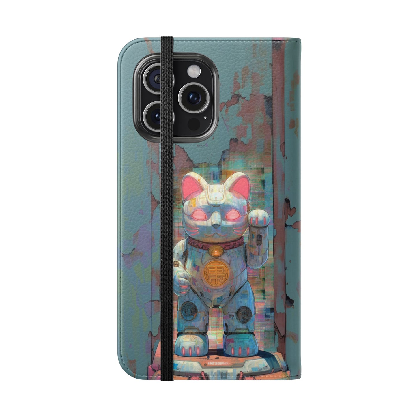 Cyber Lucky Cat - Wallet Flip Case