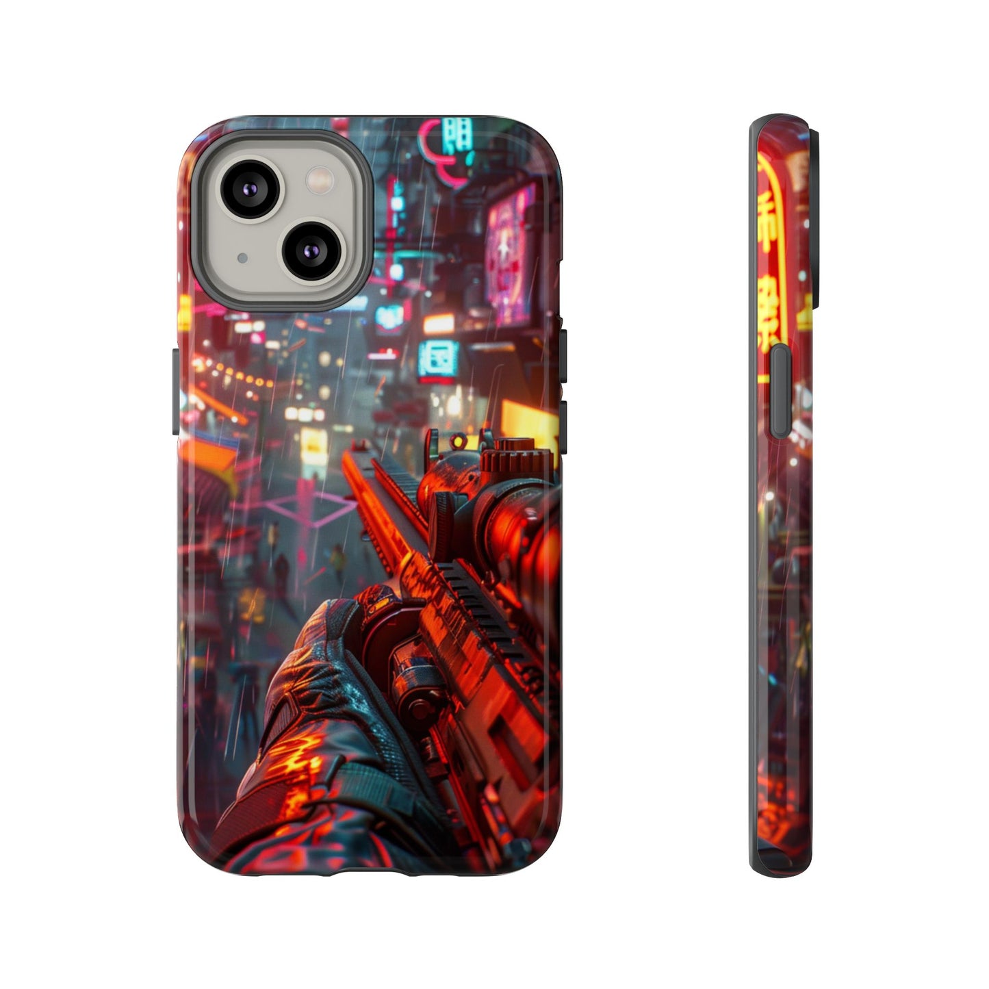 Neon Rain Sniper – Tough iPhone Case