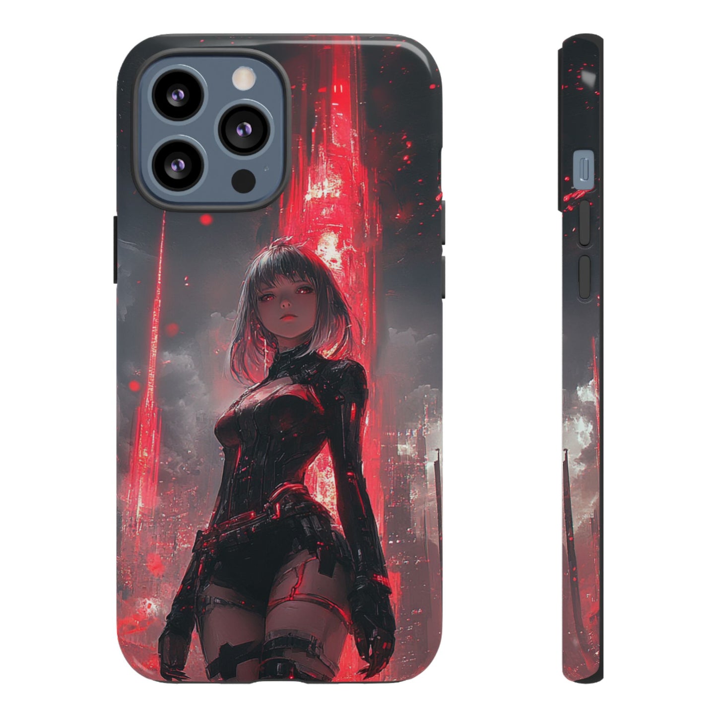 Crimson Cyber Sentinel – Tough iPhone Case