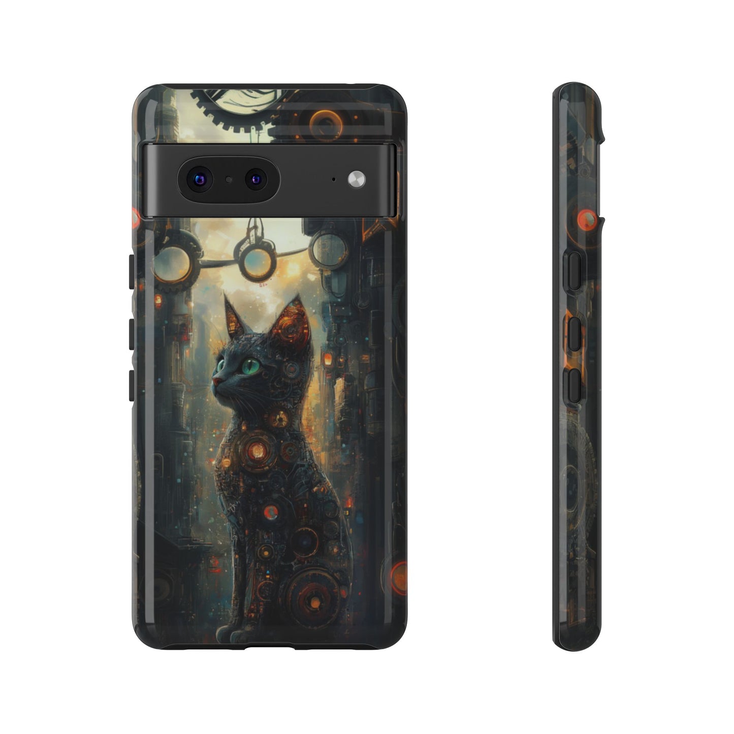 Cybernetic Steampunk Cat Phone Case – iPhone, Google Pixel, Samsung Galaxy