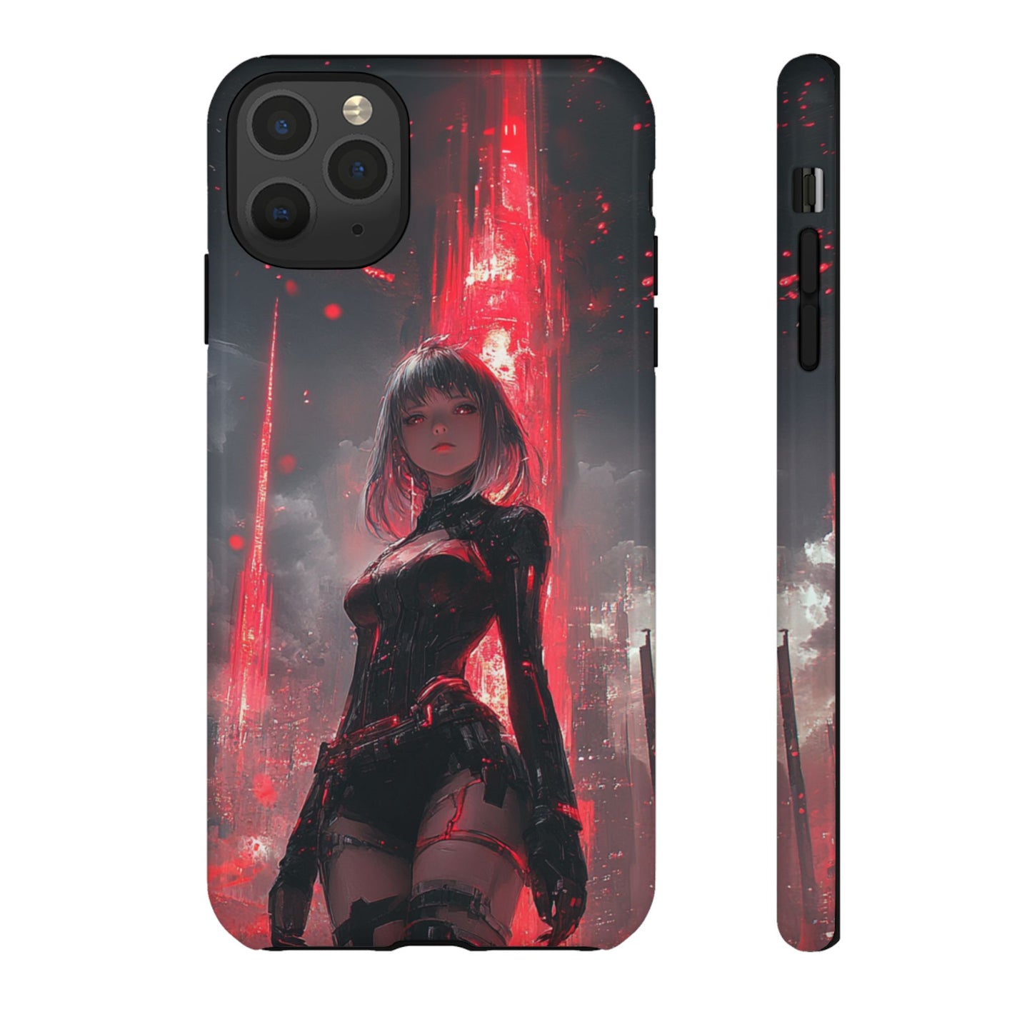 Crimson Cyber Sentinel – Tough iPhone Case