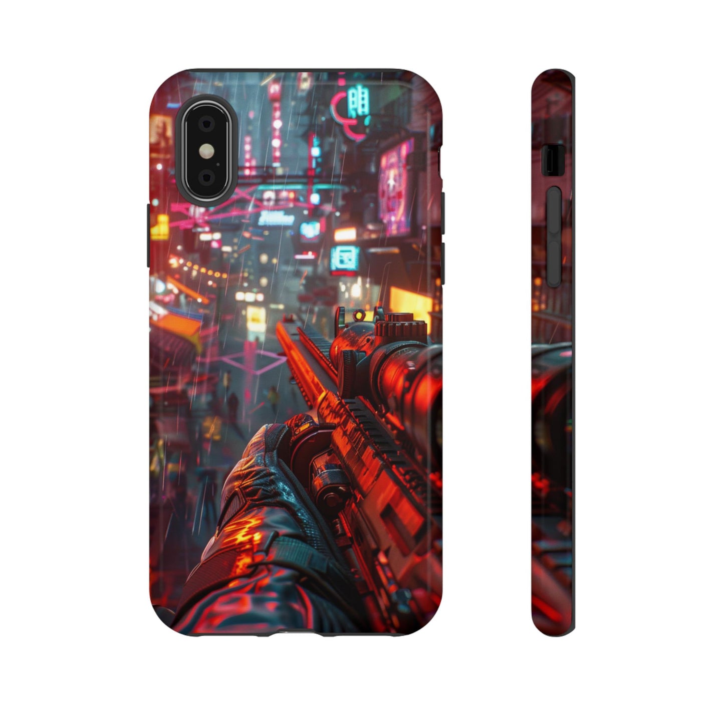 Neon Rain Sniper – Tough iPhone Case