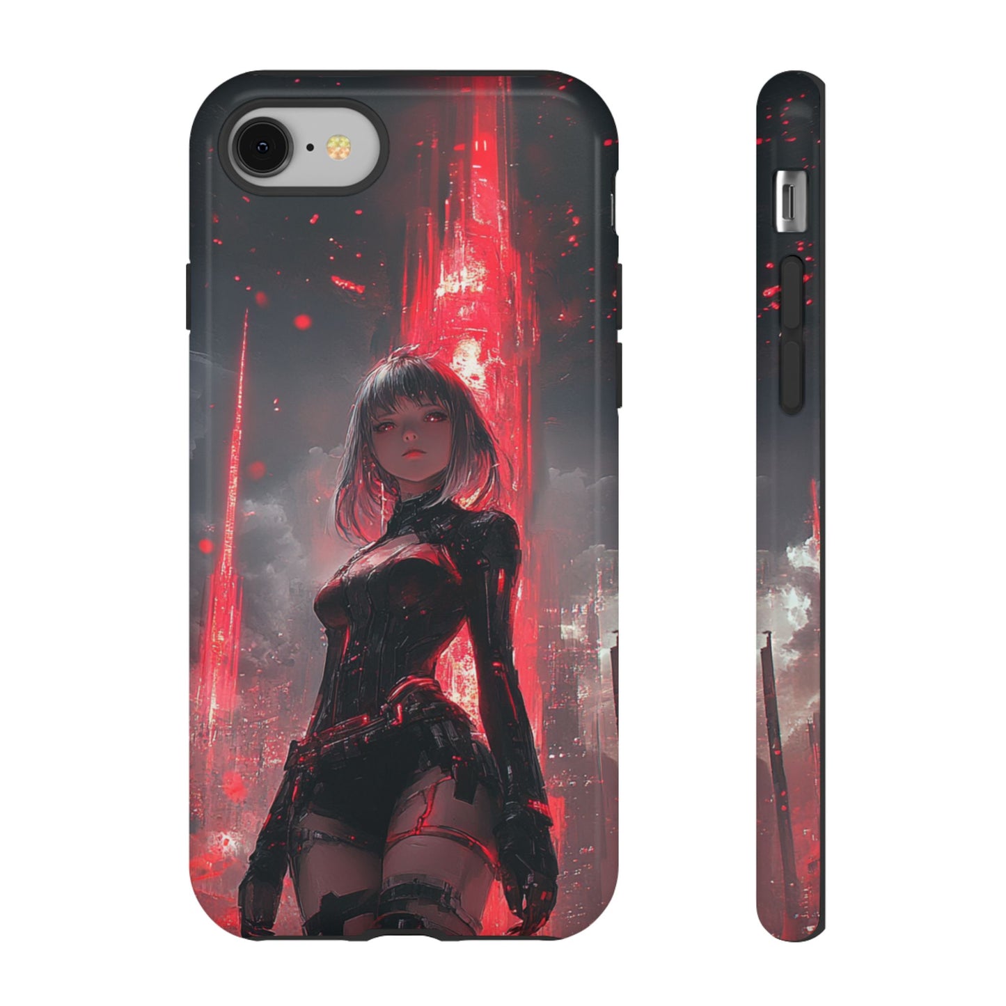 Crimson Cyber Sentinel – Tough iPhone Case