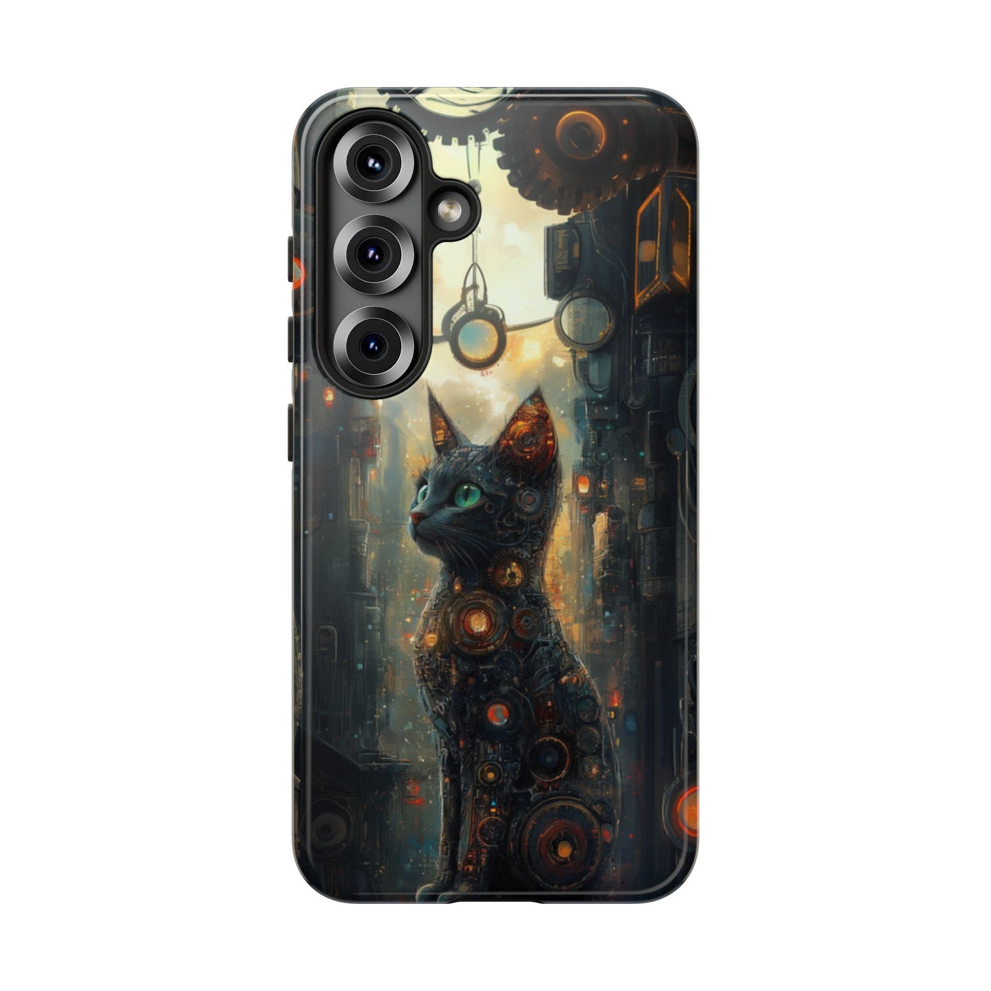 Cybernetic Steampunk Cat Phone Case – iPhone, Google Pixel, Samsung Galaxy