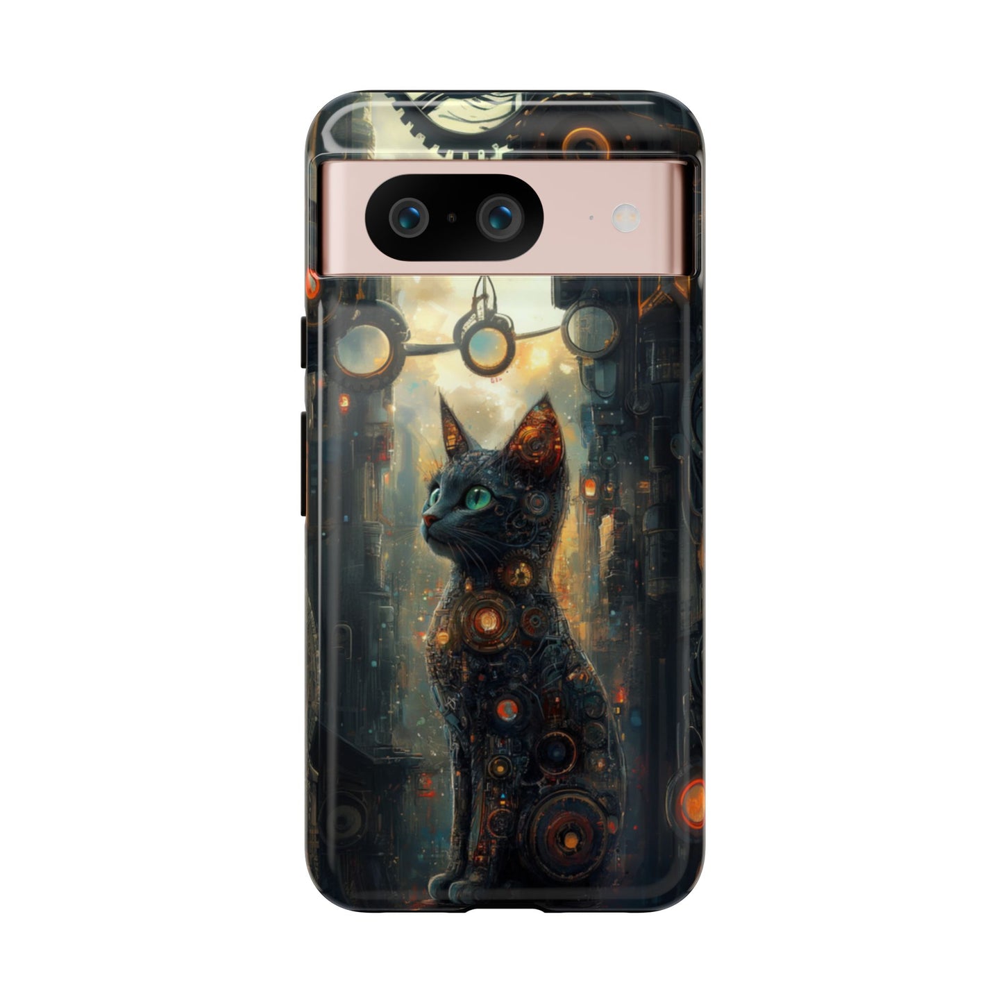 Cybernetic Steampunk Cat Phone Case – iPhone, Google Pixel, Samsung Galaxy