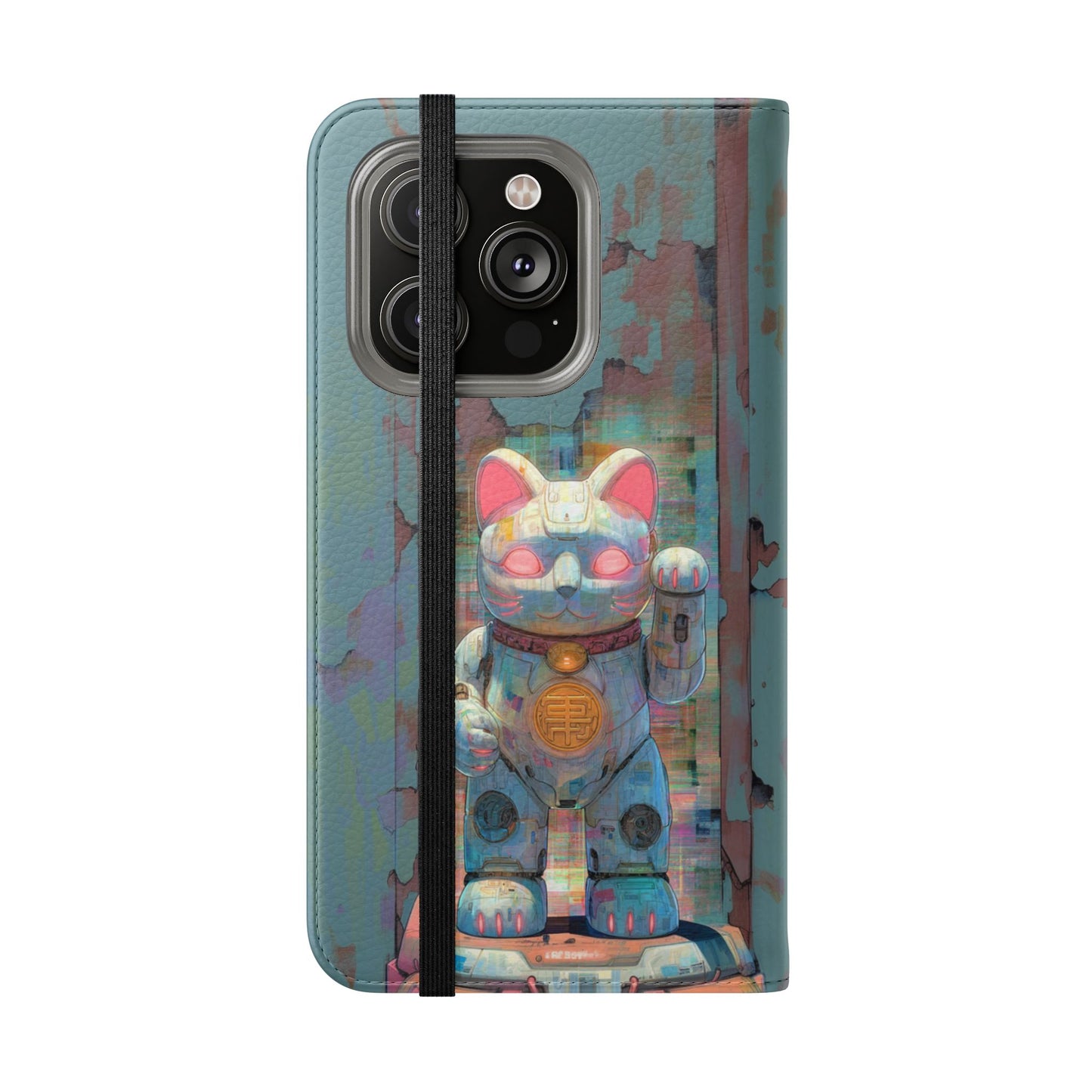 Cyber Lucky Cat - Wallet Flip Case