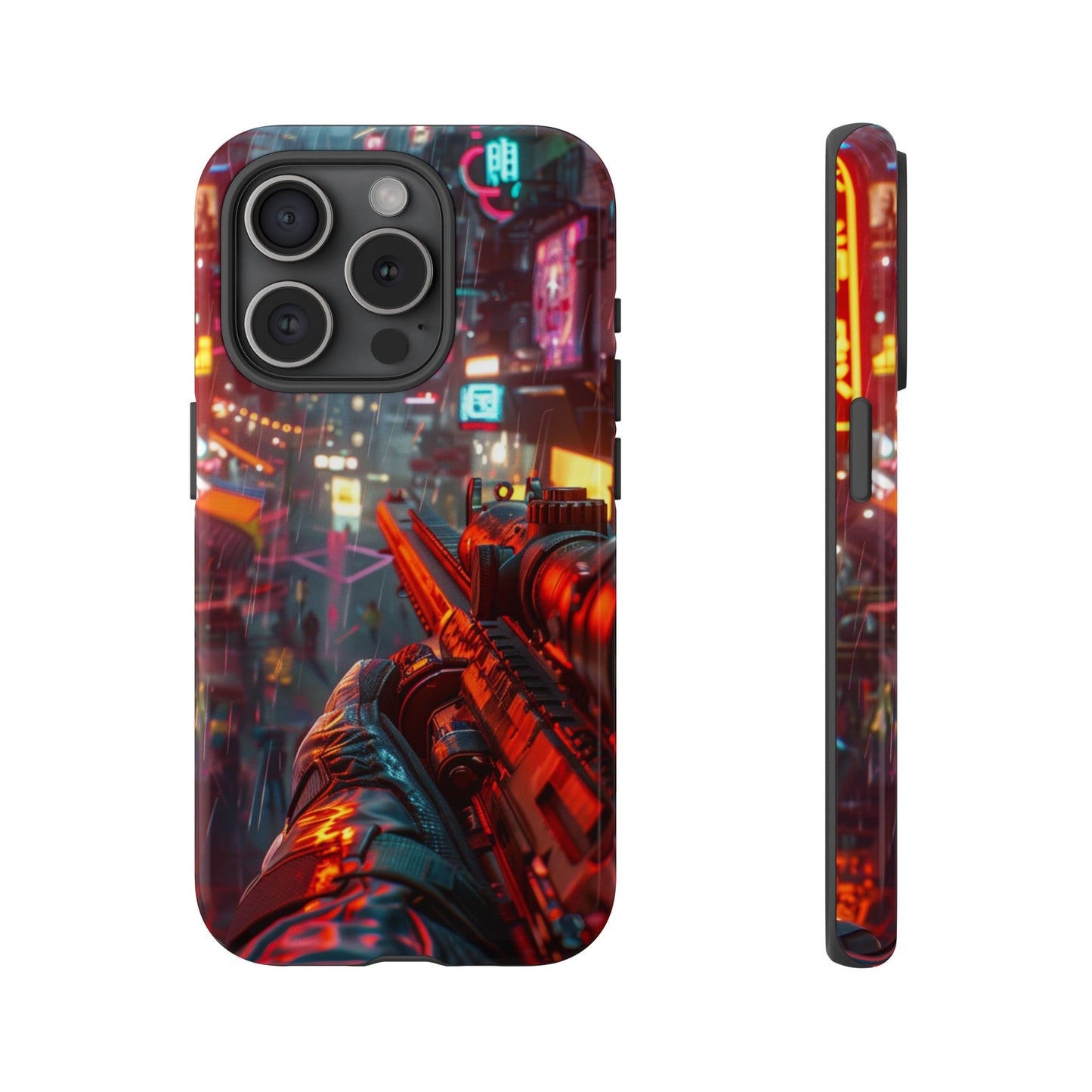 Neon Rain Sniper – Tough iPhone Case