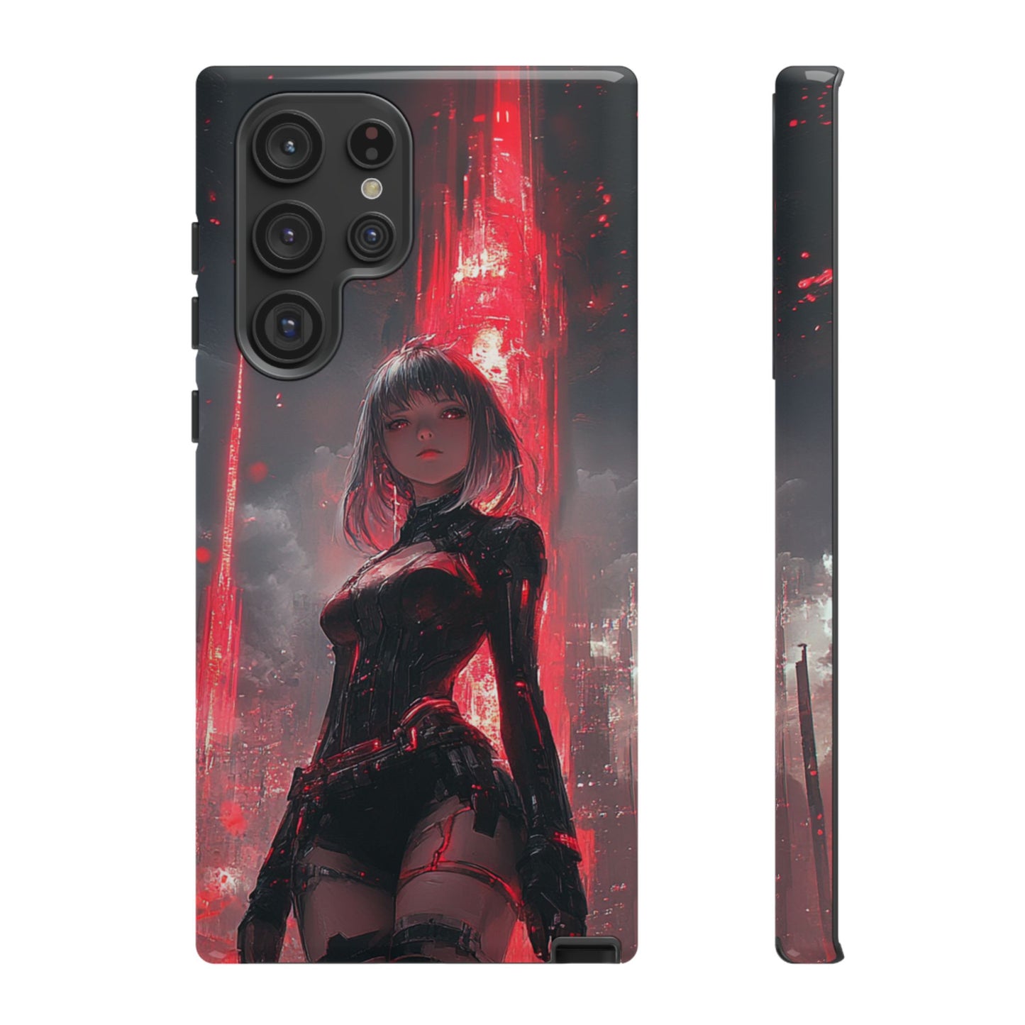 Crimson Cyber Sentinel – Tough Samsung Galaxy Case