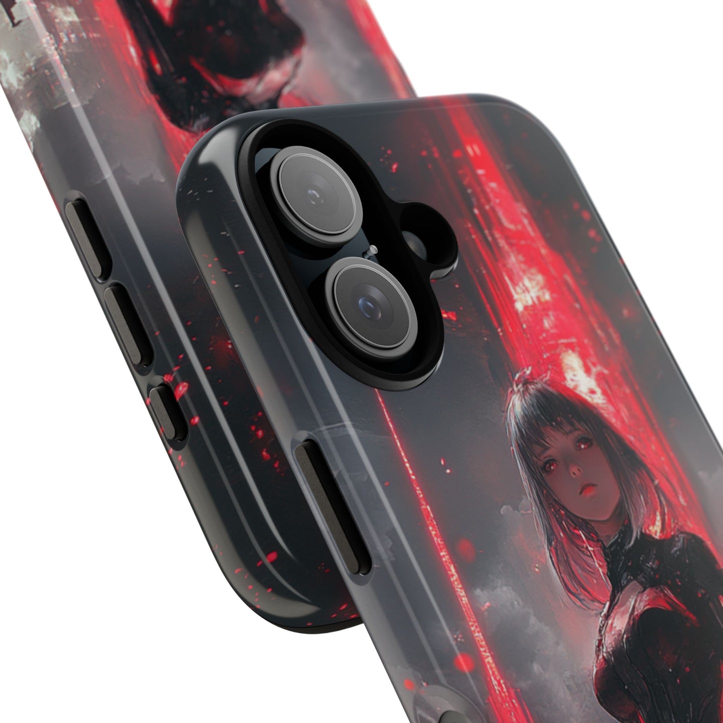 Crimson Cyber Sentinel – Tough iPhone Case