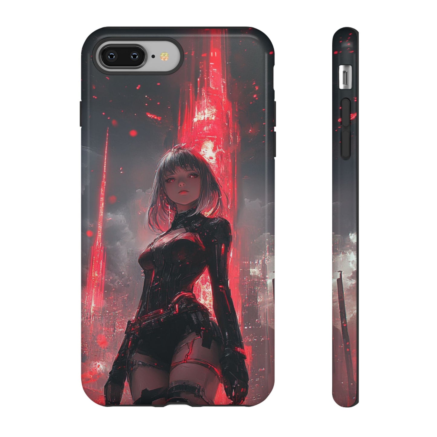 Crimson Cyber Sentinel – Tough iPhone Case