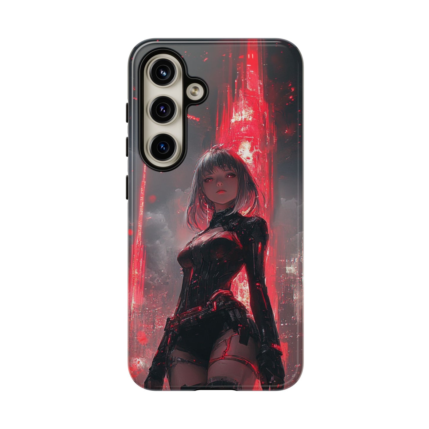Crimson Cyber Sentinel – Tough Samsung Galaxy Case