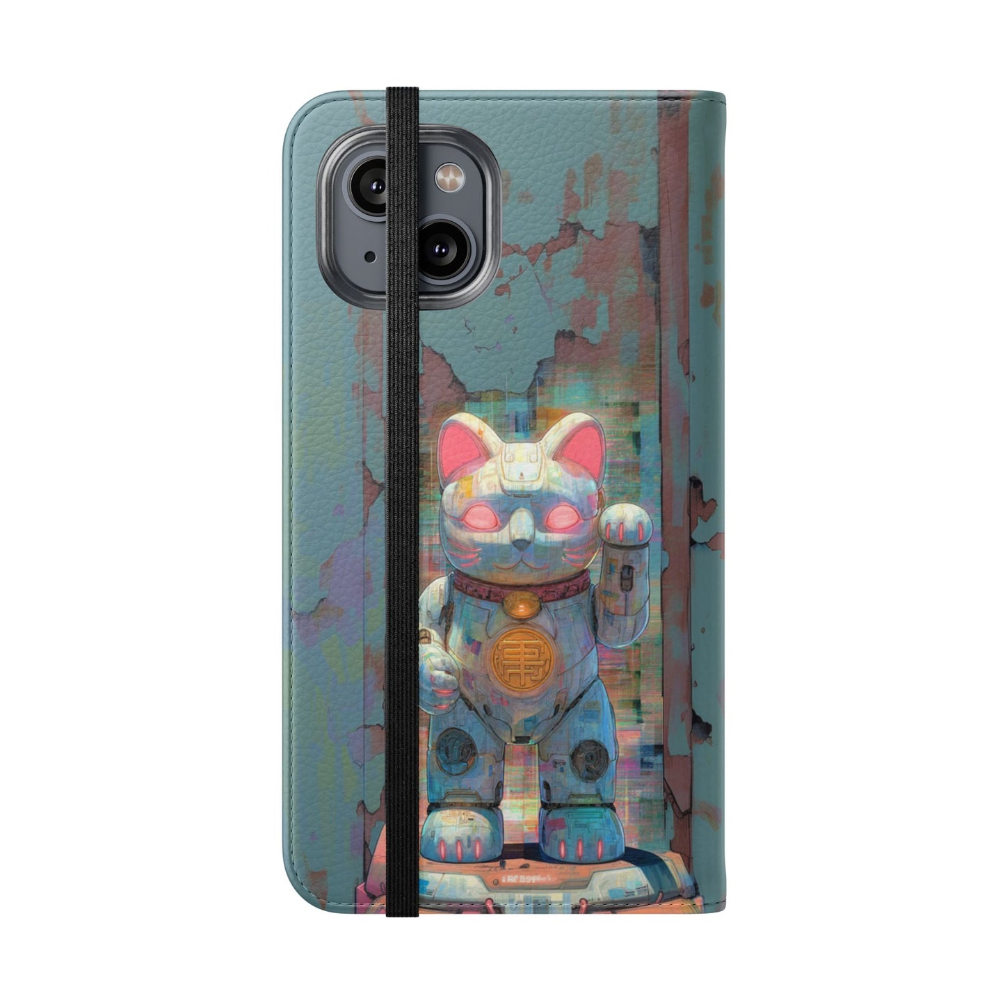 Cyber Lucky Cat - Wallet Flip Case