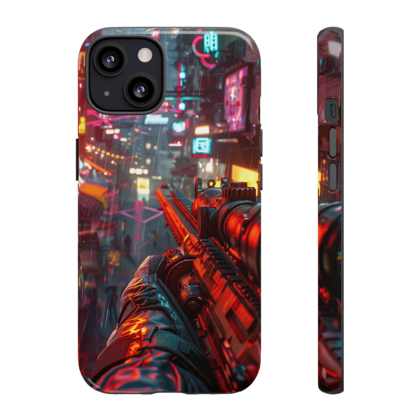 Neon Rain Sniper – Tough iPhone Case