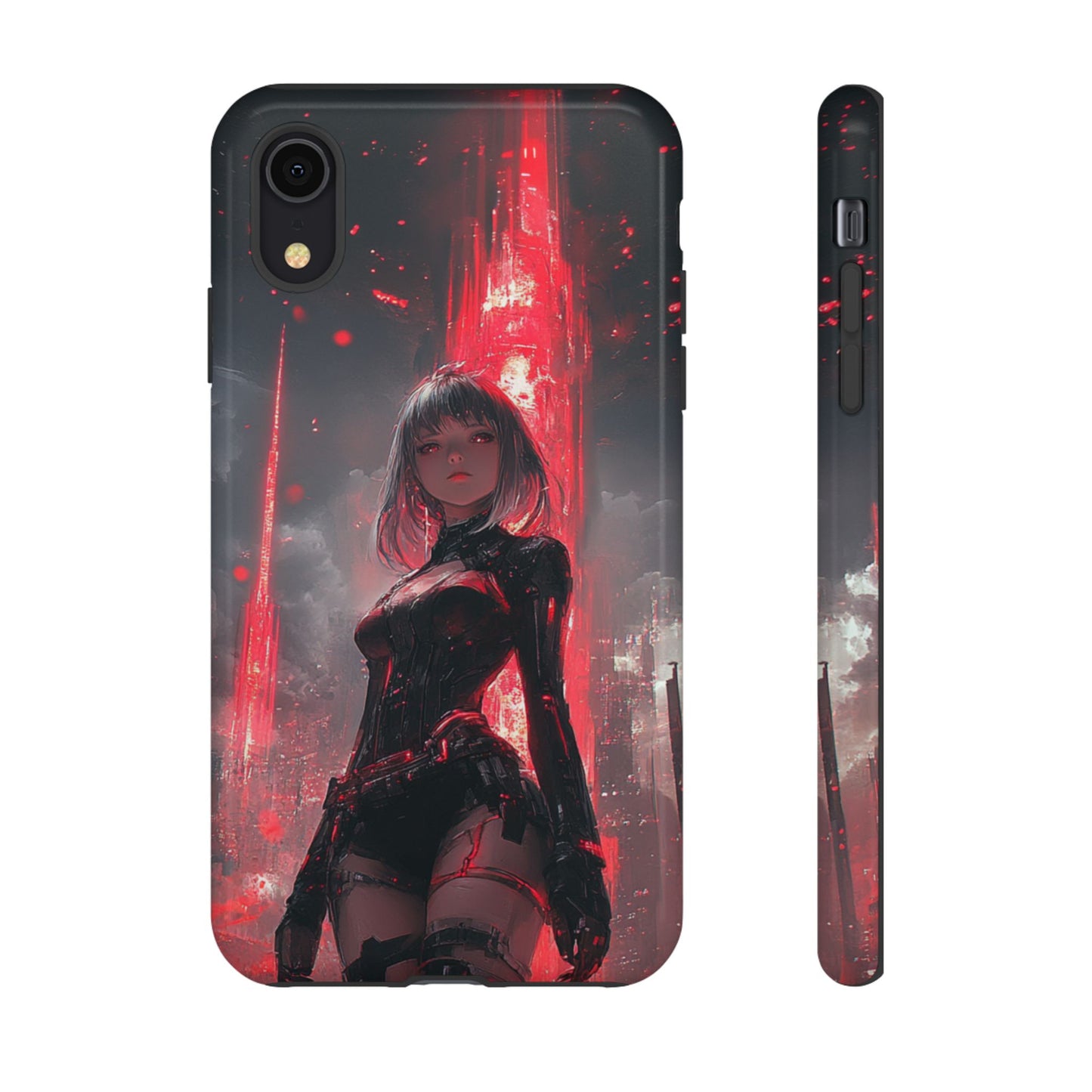 Crimson Cyber Sentinel – Tough iPhone Case