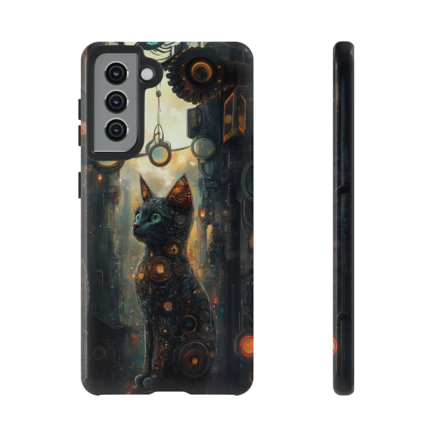 Cybernetic Steampunk Cat Phone Case – iPhone, Google Pixel, Samsung Galaxy