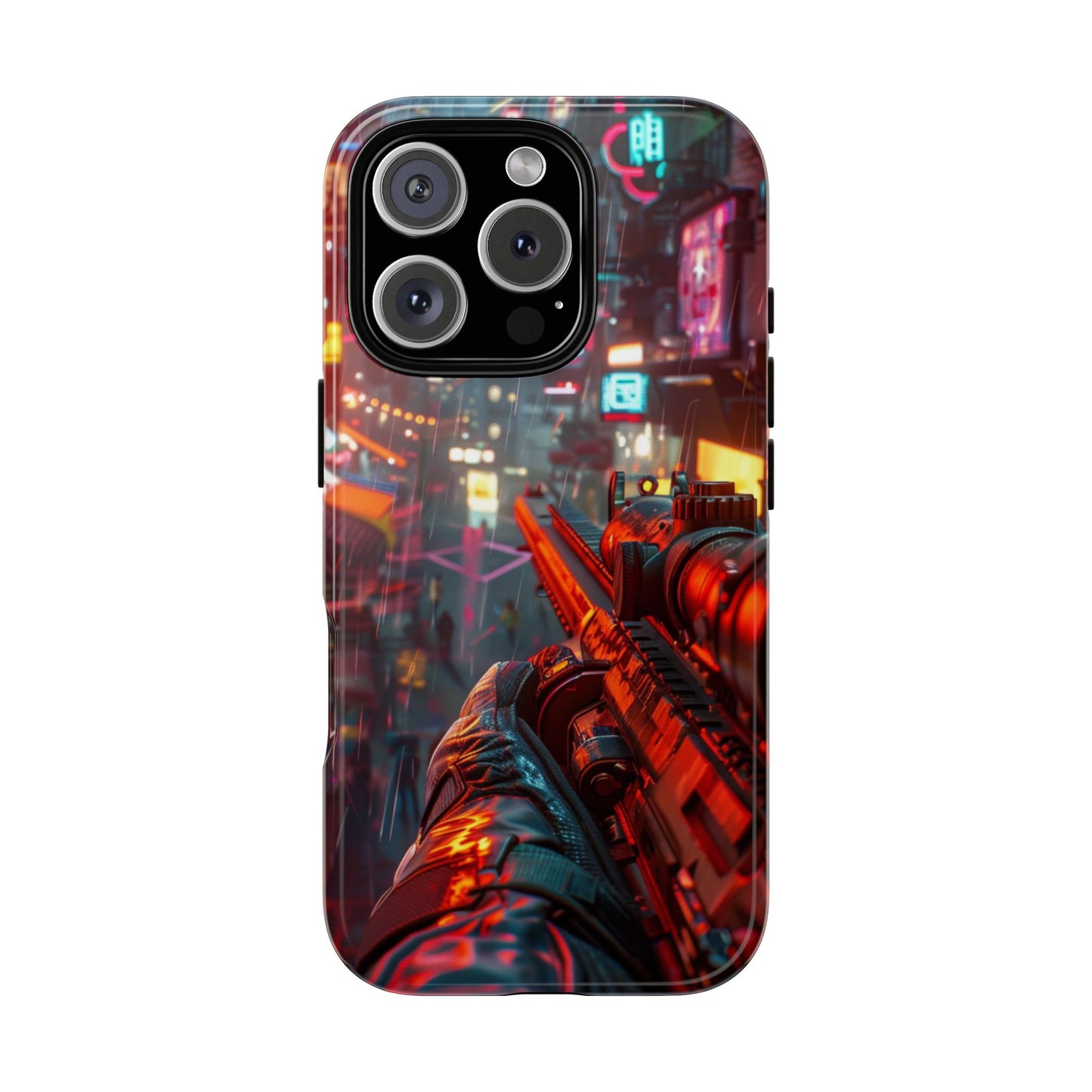 Neon Rain Sniper – Tough iPhone Case