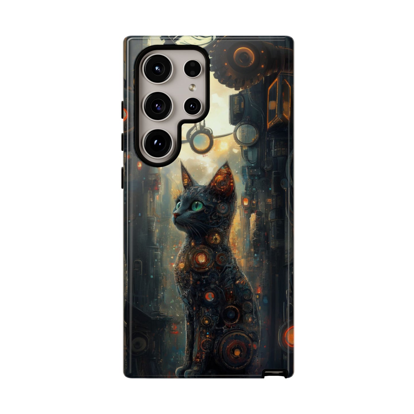 Cybernetic Steampunk Cat Phone Case – iPhone, Google Pixel, Samsung Galaxy