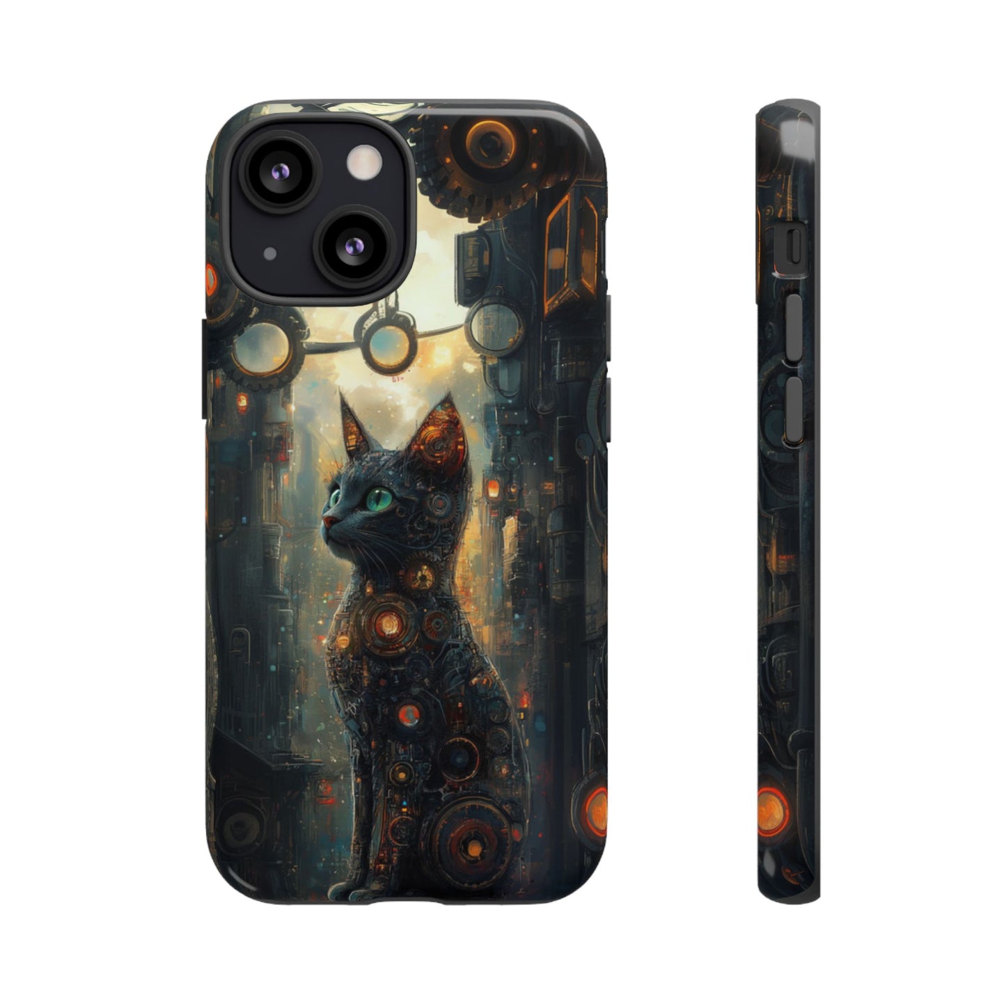 Cybernetic Steampunk Cat Phone Case – iPhone, Google Pixel, Samsung Galaxy