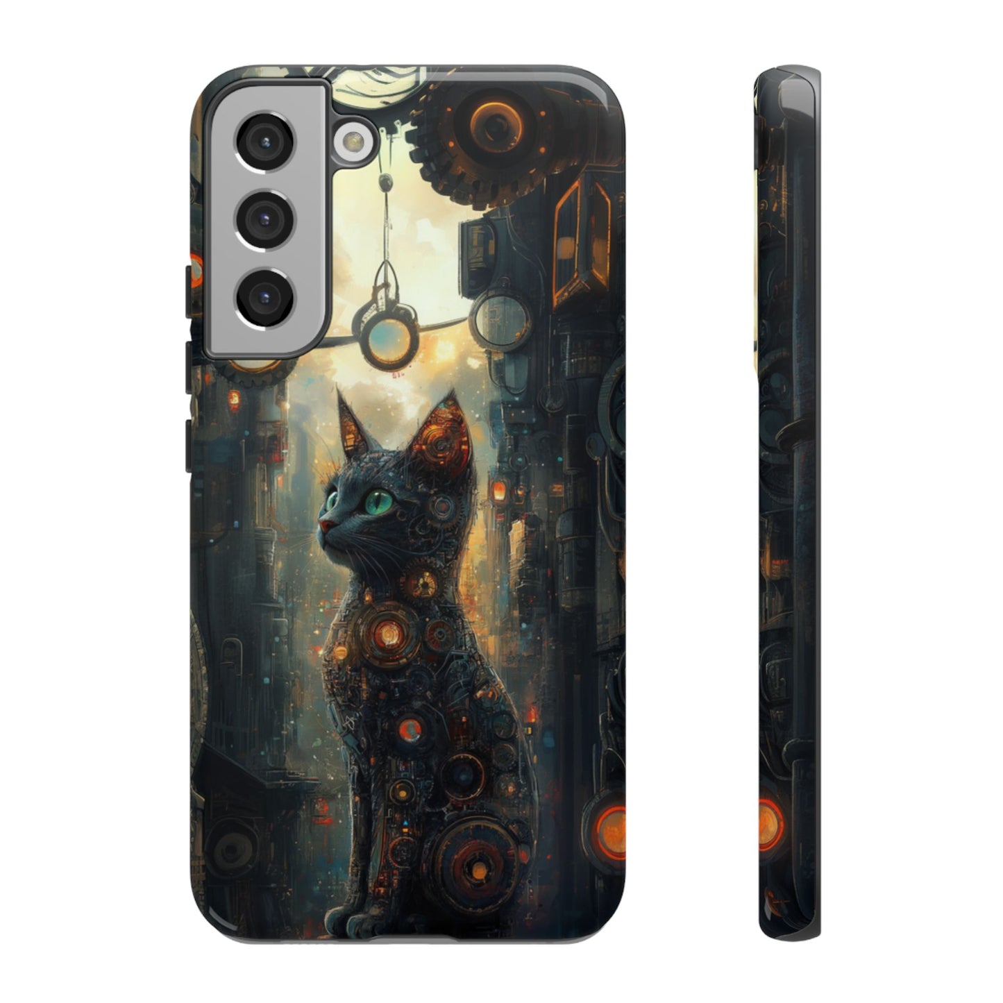 Cybernetic Steampunk Cat Phone Case – iPhone, Google Pixel, Samsung Galaxy