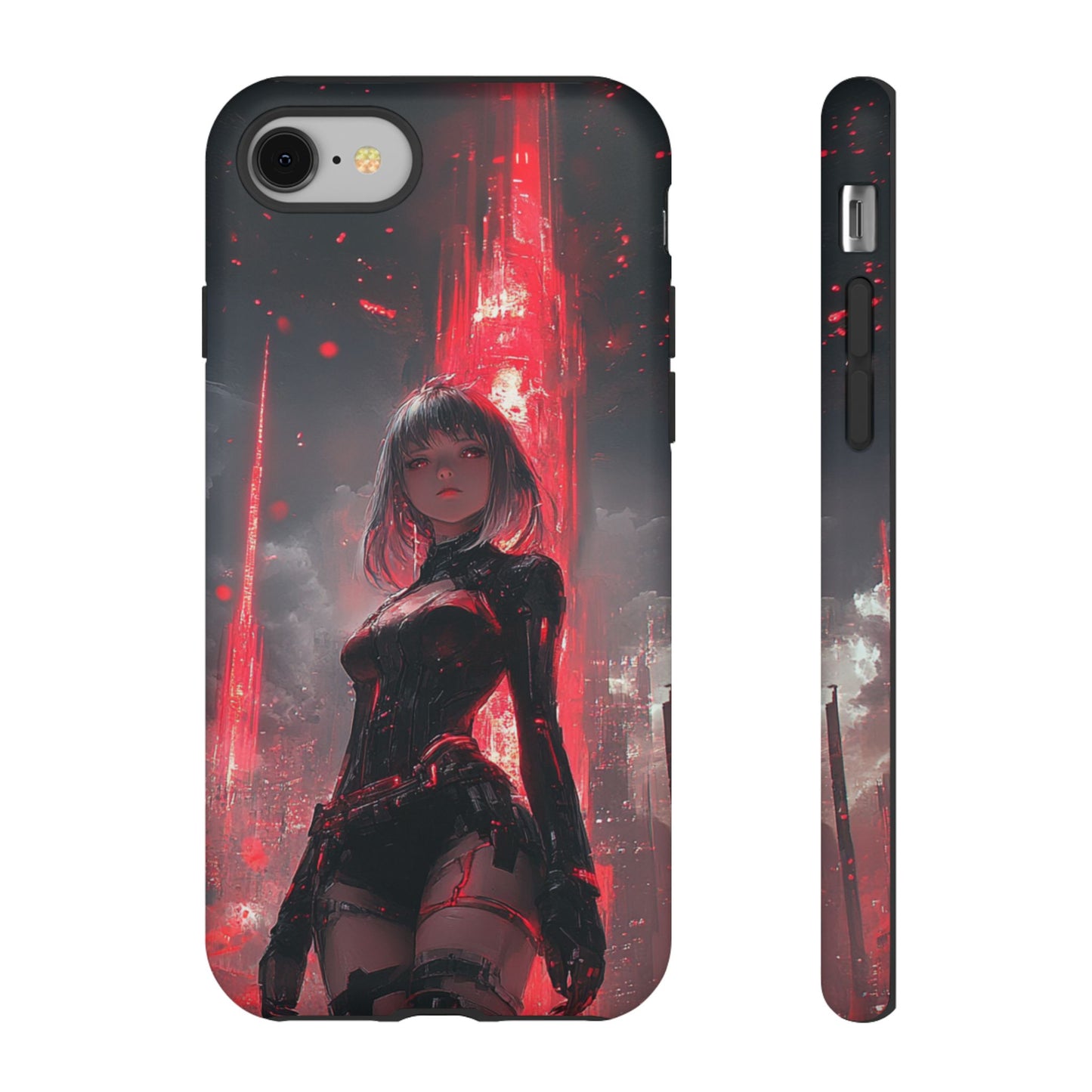 Crimson Cyber Sentinel – Tough iPhone Case