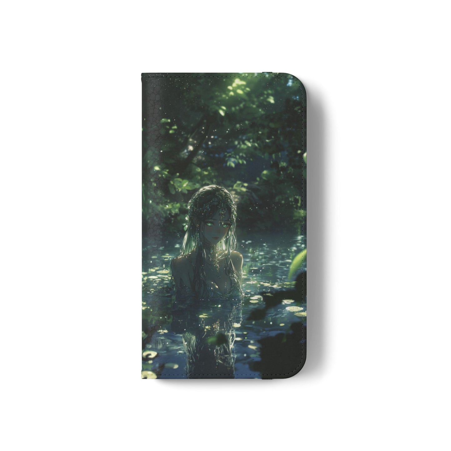 Forest Water Nymph Green Eyes Pond - Wallet Flip Case