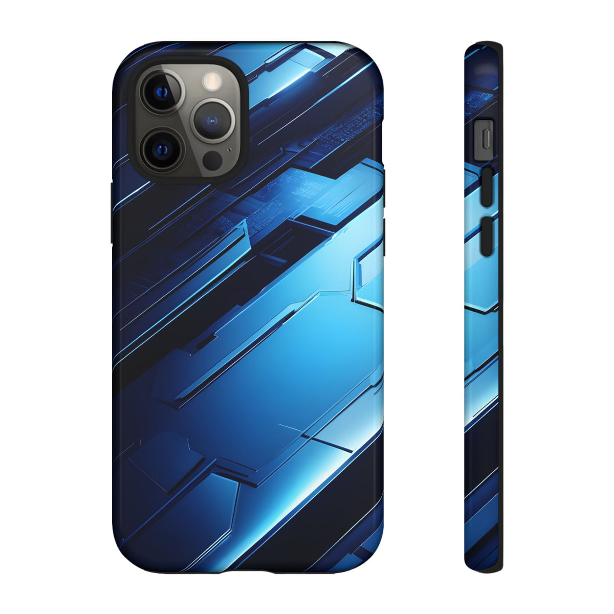 Blue Tech Matrix - Tough iPhone Case