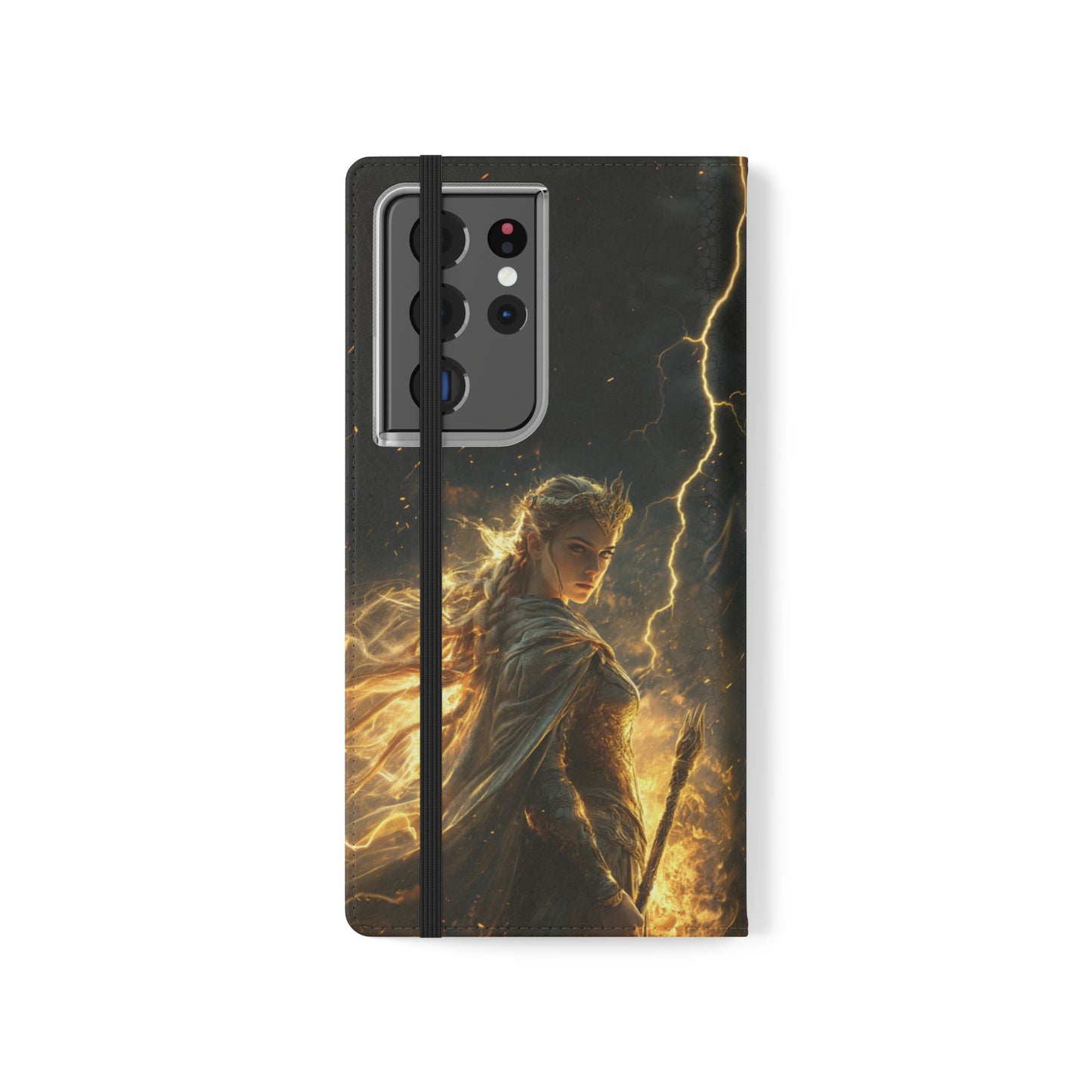 Elf Queen Golden Lightning Storm Crown - Wallet Flip Case