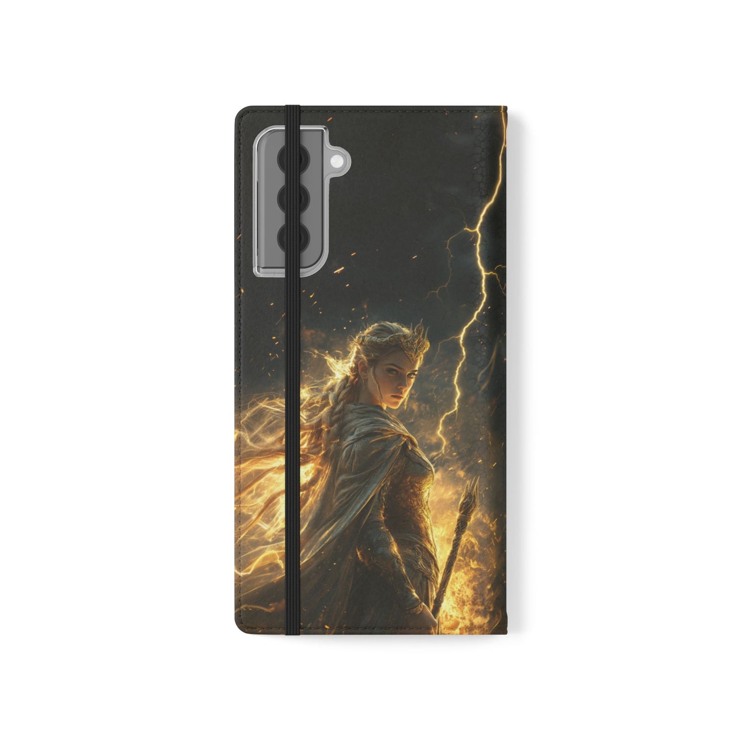 Elf Queen Golden Lightning Storm Crown - Wallet Flip Case