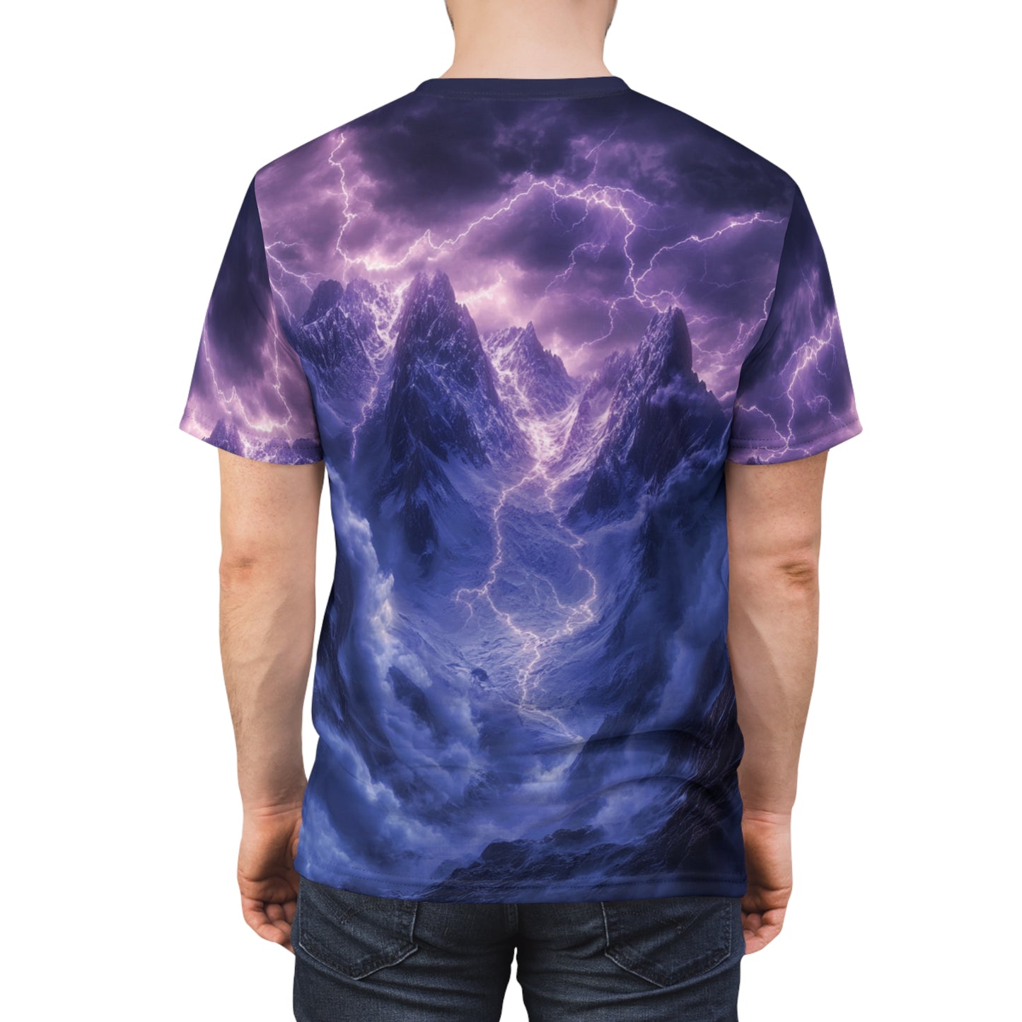 Lightning Storm Mountain All-Over Print T-Shirt