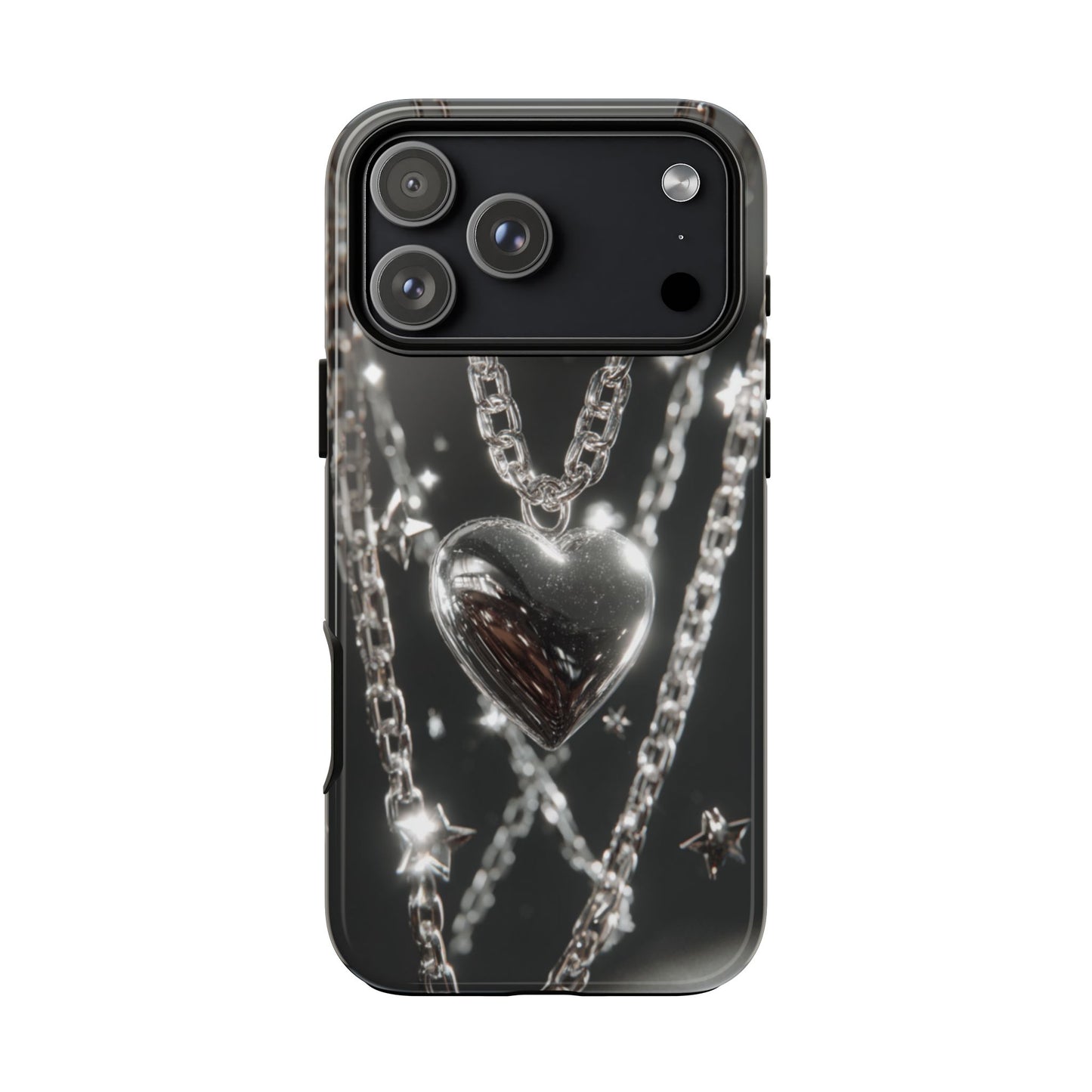 Silver Heart Chains - Tough iPhone Case