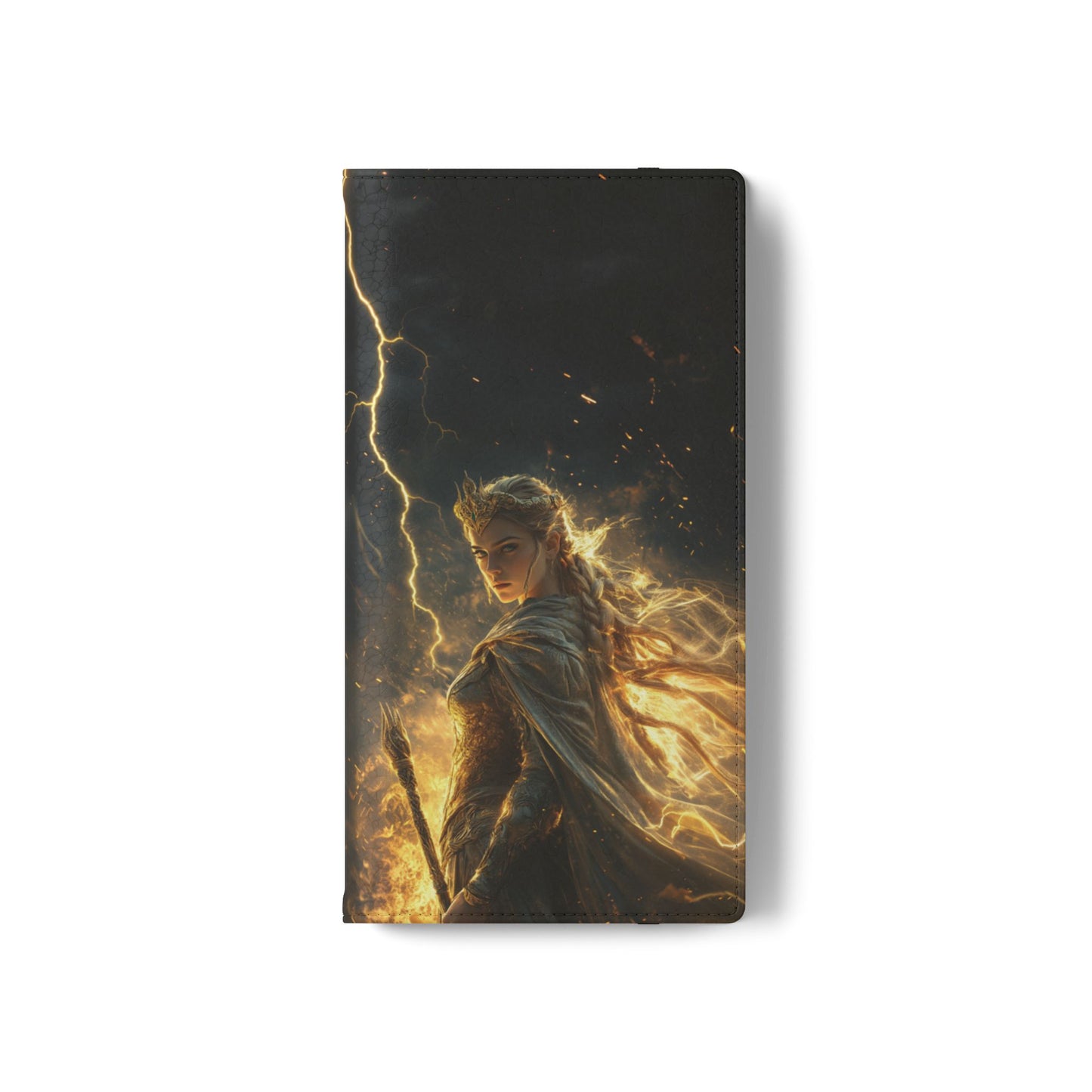 Elf Queen Golden Lightning Storm Crown - Wallet Flip Case