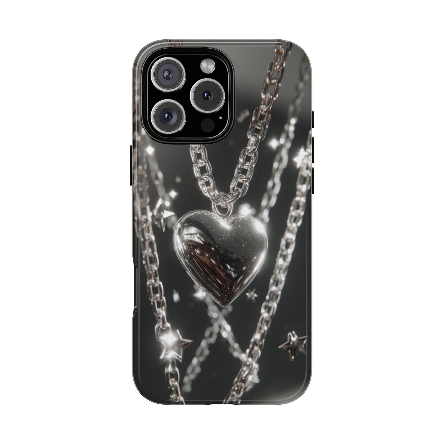 Silver Heart Chains - Tough iPhone Case