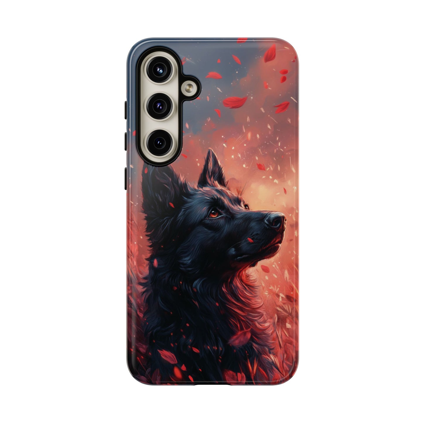 Graceful Canine in Falling Petals Phone Case – iPhone, Google Pixel, Samsung Galaxy