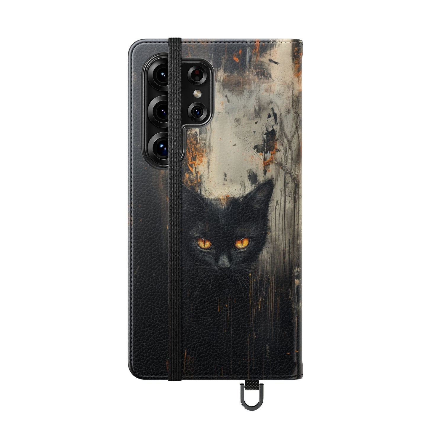 Black Cat Shadow Gaze - Wallet Flip Case