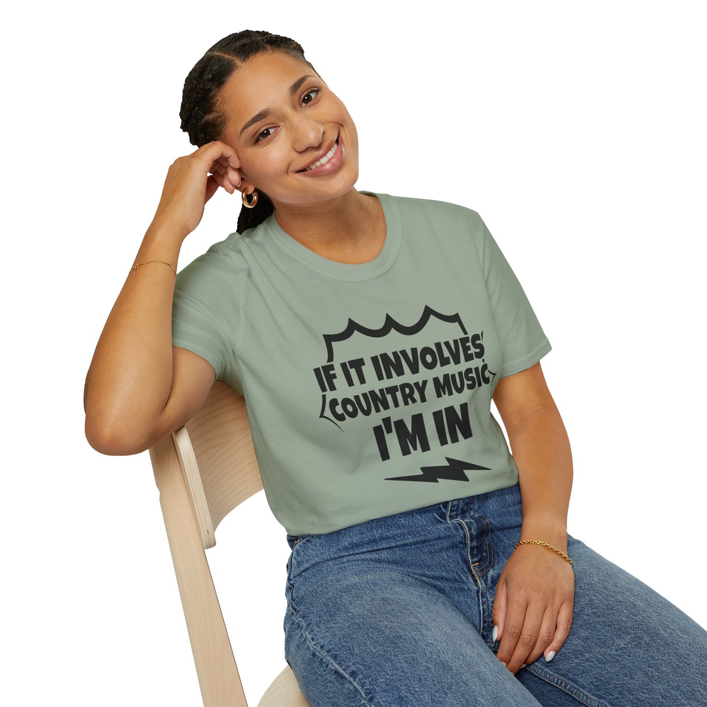 "If It Involves Country Music I'm In" Unisex Soft-Style T-Shirt